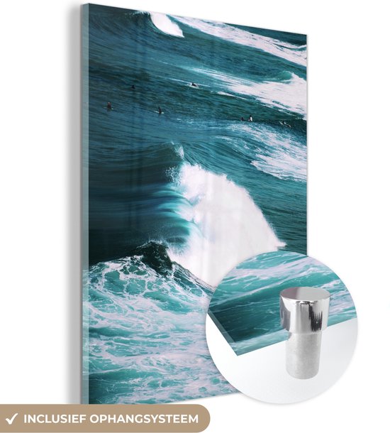 Glasschilderij - Australië - Zee - Surfer - Acrylaat Schilderijen - Foto op Glas