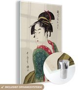 MuchoWow® Glasschilderij 40x60 cm - Schilderij acrylglas - Kimono - Japan - Vrouw - Foto op glas - Schilderijen