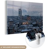 MuchoWow® Glasschilderij 150x100 cm - Schilderij acrylglas - Turijn - Bergen - Sneeuw - Foto op glas - Schilderijen