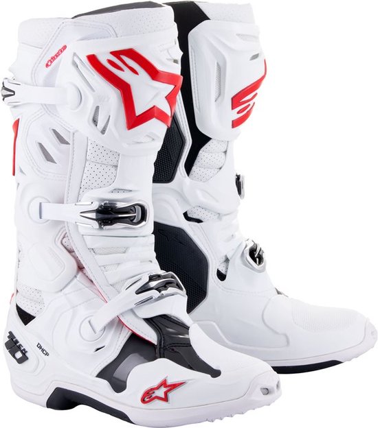 Alpinestars Tech 10 Supervented Wit Felrood - Maat 8