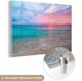 MuchoWow® Peinture sur verre 120x80 cm - Peinture sur verre acrylique - Coucher de soleil - Mer - Pastel - Photo sur verre - Peintures