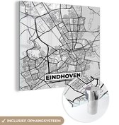 MuchoWow® Glasschilderij 50x50 cm - Schilderij acrylglas - Stadskaart - Eindhoven - Grijs - Wit - Foto op glas - Schilderijen - Plattegrond