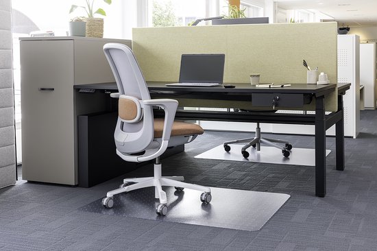 Relaxdays bureaustoelmat, geluiddempend, krasbestendig, van PE, 90 x 90 cm, kantoor, vloerbeschermer, vloermat, wit