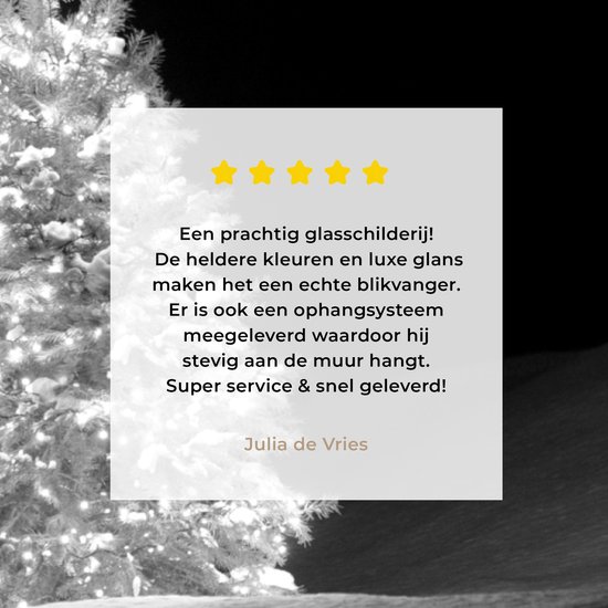 Peinture sur verre - Un sapin de Noël illuminé la nuit - noir et blanc - 180x120 cm - Peintures sur Verre Peintures - Photo sur Glas