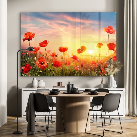 Peintures sur verre - Coquelicots - Printemps - Couleurs - 150x100 cm - Peintures Plexiglas