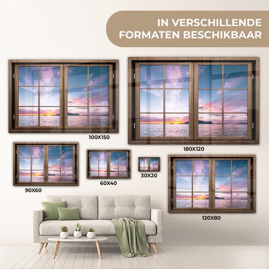 MuchoWow® Peinture sur Verre - Voir à Travers - Mer - Berg - 150x100 cm - Peintures sur Verre Acrylique - Photo sur Glas