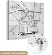 MuchoWow® Glasschilderij 90x90 cm - Schilderij acrylglas - Stadskaart - Klazienaveen - Grijs - Wit - Foto op glas - Schilderijen - Plattegrond