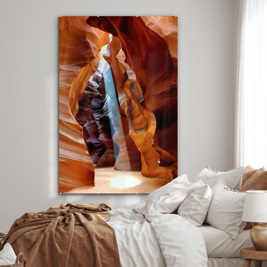 Peinture sur verre - La lumière du soleil à travers les crevasses étroites de l'Antelope Canyon - 120x180 cm - Peintures sur verre acrylique - Photo sur Glas