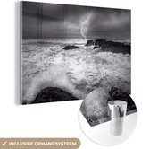 MuchoWow® Glasschilderij 90x60 cm - Schilderij acrylglas - Storm op zee fotoprint - Foto op glas - Schilderijen