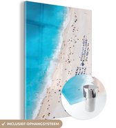 MuchoWow® Glasschilderij 60x80 cm - Schilderij acrylglas - Myrtos strand - Foto op glas - Schilderijen