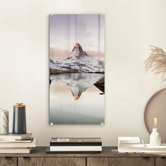 Peinture sur verre - Vue du Stellisee sur le Cervin en Suisse - 20x40 cm - Peintures sur Verre Peintures - Photo sur Glas