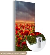 Peinture sur Verre - Coucher de Soleil dans un Champ de Coquelicots - 80x160 cm - Peintures sur Verre Peintures - Photo sur Glas