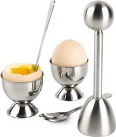 Set zachtgekookte eieren, eierkraker met 2 kopjes, 2 lepels, 1 topper, verwijderaar van de schaalscheider, roestvrijstalen keukengereedschap