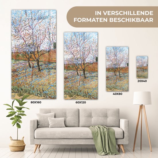 MuchoWow® Peinture sur verre 40x80 cm - Peinture acrylique sur verre - Pêcher en fleurs - Vincent van Gogh - Photo sur verre - Peintures