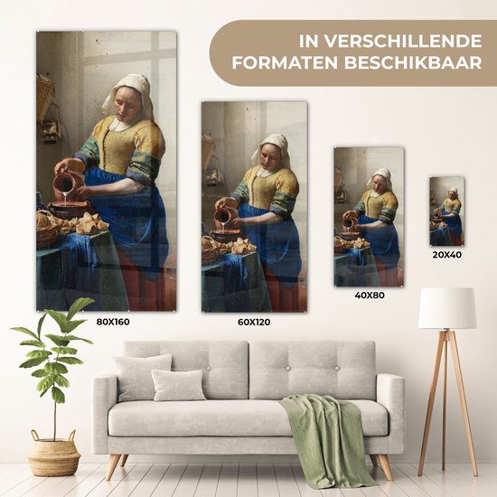 Peinture sur Verre - La Laitière - Johannes Vermeer - 60x120 cm - Peintures sur Verre Peintures - Photo sur Glas