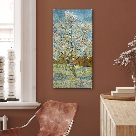 MuchoWow® Peinture sur verre 40x80 cm - Peinture acrylique sur verre - Pêcher en fleurs - Vincent van Gogh - Photo sur verre - Peintures