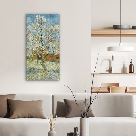 MuchoWow® Peinture sur verre 40x80 cm - Peinture acrylique sur verre - Pêcher en fleurs - Vincent van Gogh - Photo sur verre - Peintures