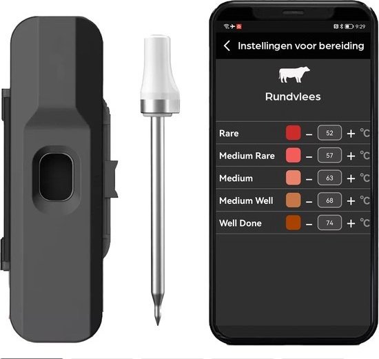 BBQ PRO Thermometer BBQ accessoires Bluetooth + Nederlandstalige app