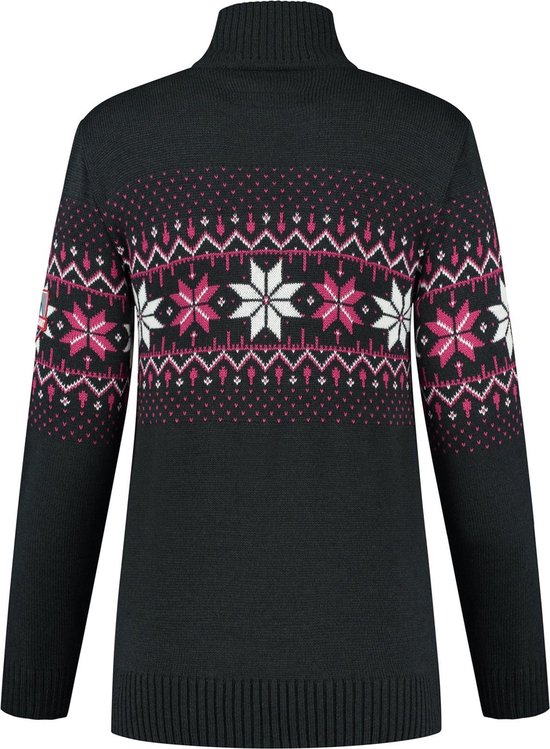 Generisch Noorse trui voor dames, elegante casual wintertrui met print, gebreid vintage sweatshirt, cardigan, Noors, warm, comfortabel, lange mouwen, korte gebreide trui, warme wollen trui, geel, 3XL
