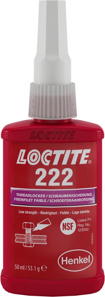 LOCTITE 222 Schroefdraadborgmiddel Paars 50ml - Lage sterkte - Loctite