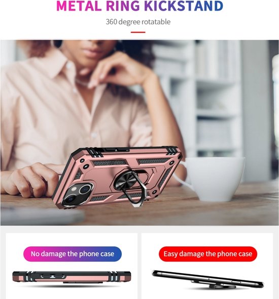 Apple iPhone 14 pro plus Rose Goud Back Cover Phone Case - Anneau robuste