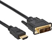 Câble DVI-D vers HDMI | lien unique | Plaqué or | 5 mètres | Noir | Allteq