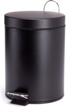 MSV Prullenbak/ poubelle à pédale - métal - noir - 5 litres - 20 x 28 cm - Salle de bain / WC