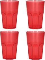 Limonade/drinkbeker onbreekbaar kunststof - 8x - rood - 430 ml - 12 x 9 cm - camping bekers