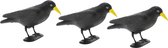 Raaf/kraai - 3x - zwart - vogelverjager - 35 cm - diervriendelijke vogelverschrikker