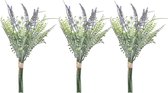 Items Lavendel kunstbloemen - 3x - bosje met stelen van paarse bloemetjes - 14 x 42 cm