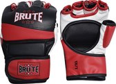 Brute MMA Bokshandschoenen - MMA Boks handschoenen S/M - Zacht Polyester - Zwart & Rood - Vingerloos - Unisex - Comfortabel & Soepel - Intensieve trainingen