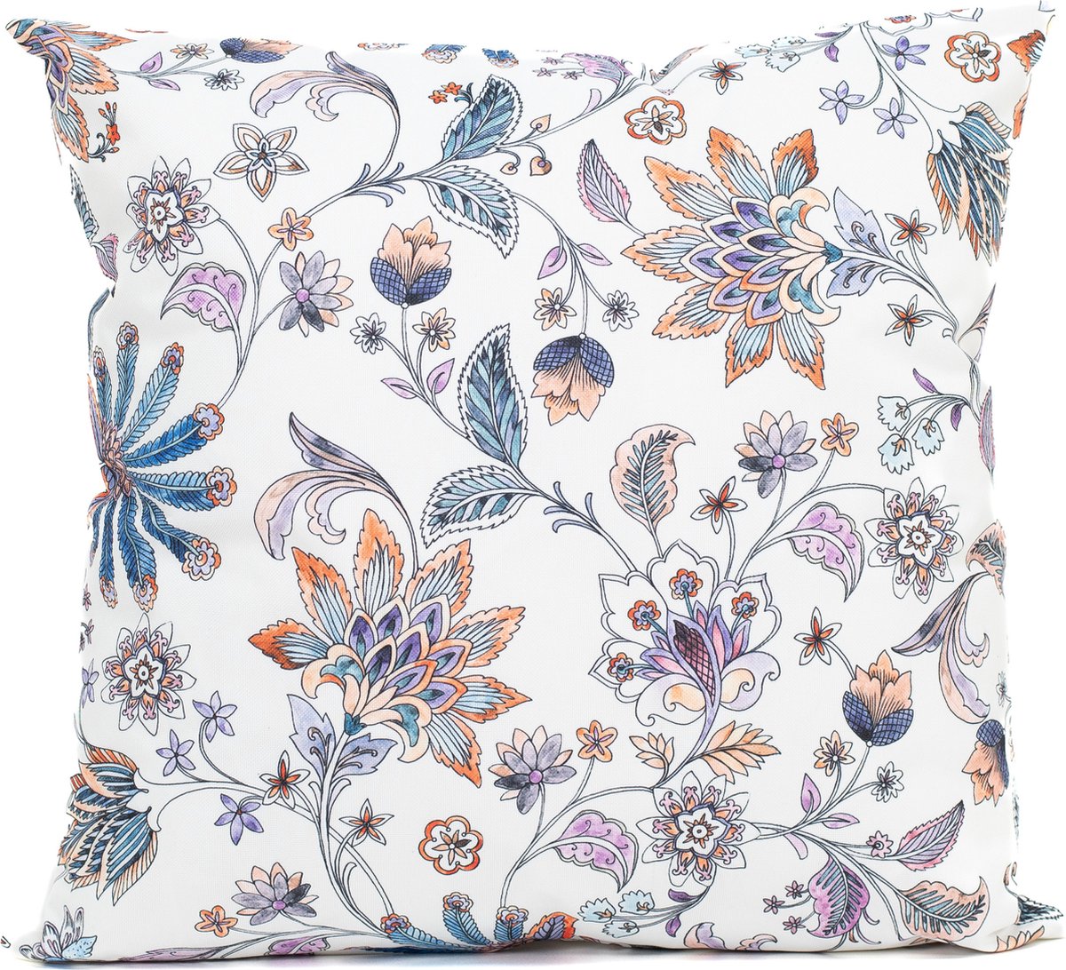 Anna's collection buitenkussen bloem - wit - 45 x 45 cm - Water en UV bestendig
