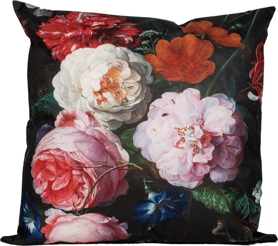 Buitenkussens Gids: Materialen, Styling & Onderhoudstips 10 Anna's collection buitenkussen bloem - zwart/roze - 45 x 45 cm - Water en UV bestendig
