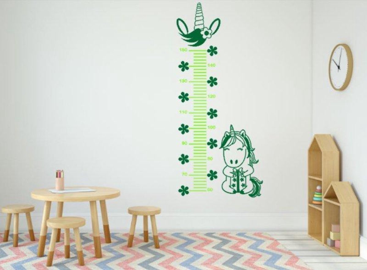 Muursticker groeimeter eenhoorn appeltjes groen/groen | Rosami
