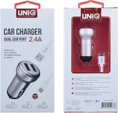 UNIQ Accessory Autolader Micro USB 2.4A - Zilver