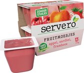 Servero Fruitmoesje (Fruithapje) - Appel, Aardbei, Framboos, 4x100g