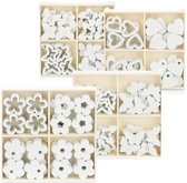 128-delige set strooidecoratie - vlinders, harten en bloemen van hout in meerdere designs - houten strooidecoratie voor het decoreren en knutselen (128 stuks hart bloem vlinder)
