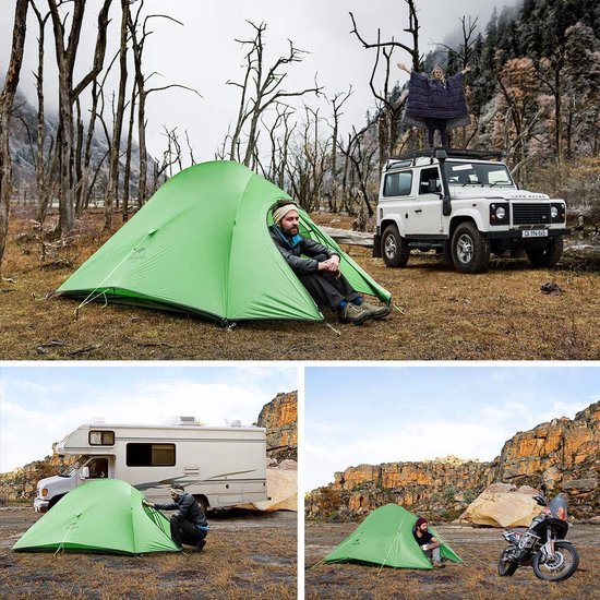 Cloud-Up 2 Ultralichte Tent Backpacking-tent voor 2 Personen - Wandelen - Kamperen - Buiten (210T Groene Upgrade) — afbeelding 3