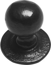 Meubelknop 25mm op rozet 38mm smeedijzer zwart