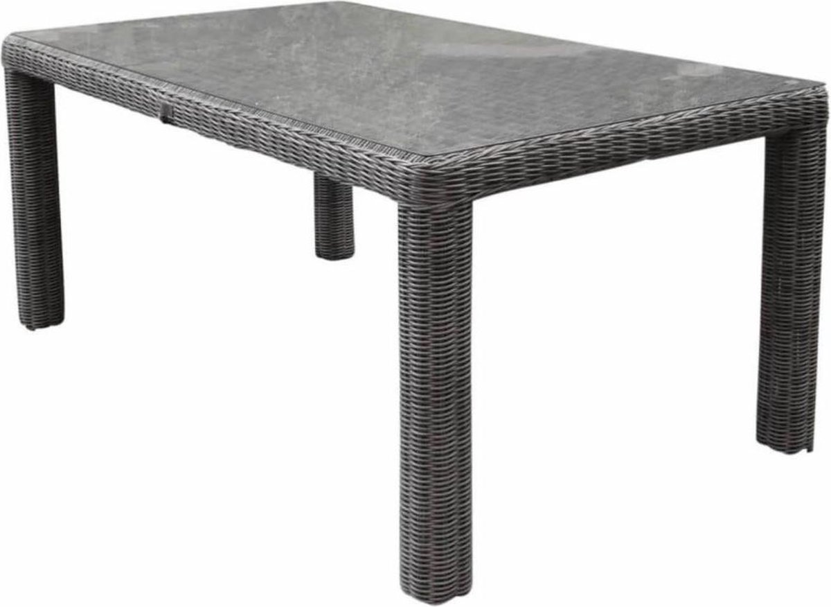 Bergamo 180x100x78 dining tafel natural white grey + glasplaat