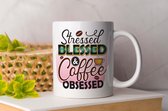 Mok Stressed blessed and coffee obssed - Koffie - Coffee - Koffieliefheber - Coffee lover - Cadeau - cup of coffee