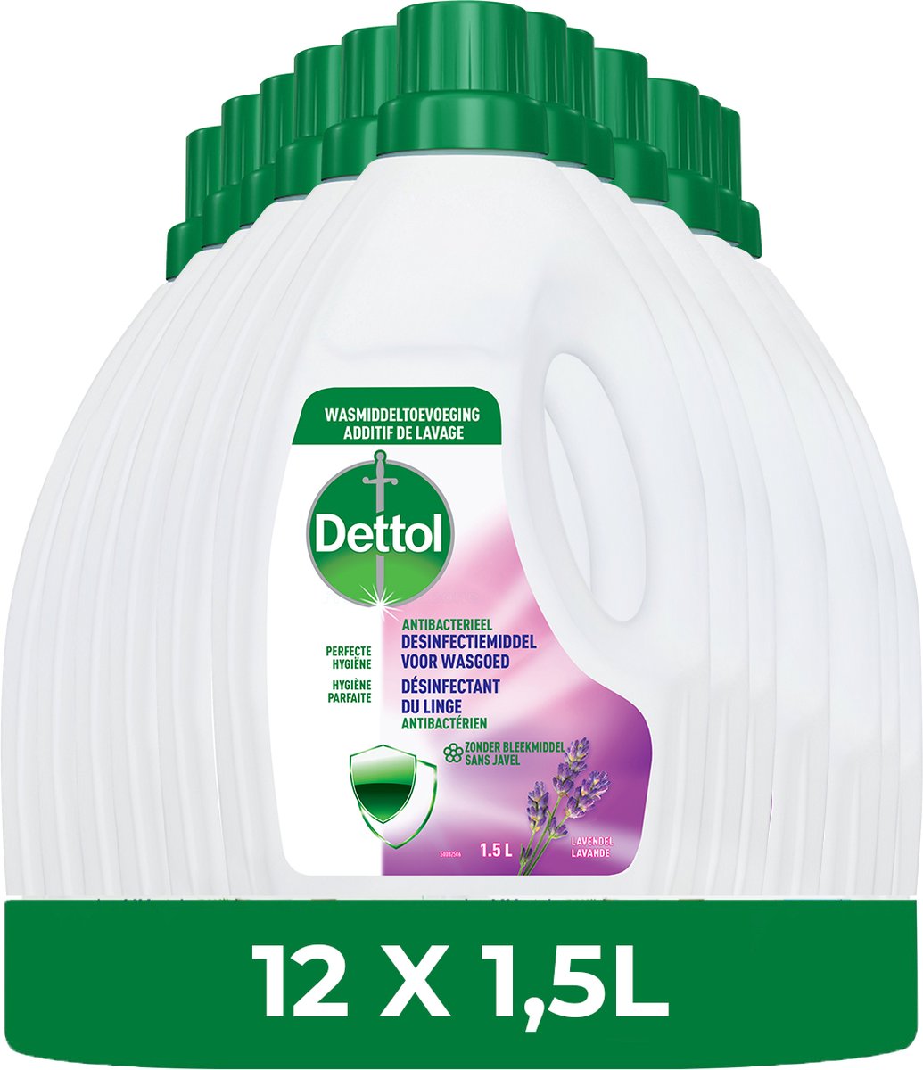Goedkoopste BE - Dettol Was Toevoeging Hygiëne Lavendel – 1,5 L - 12 Stuks - Voordeelverpakking