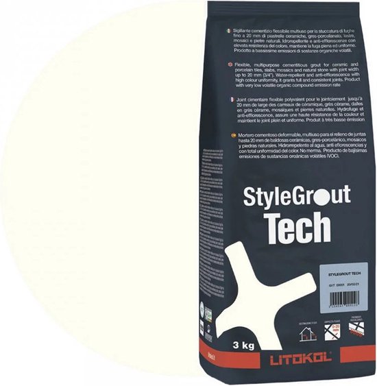 Foto: Litokol stylegrout tech white 1 voeg 3 kg voegmiddel kleur wit