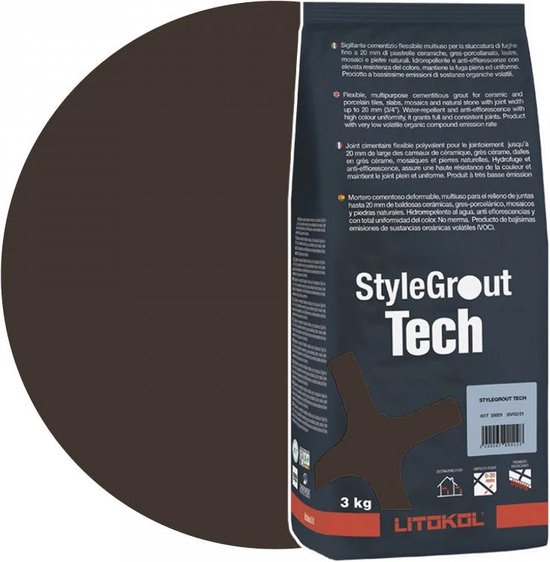 Foto: Litokol stylegrout tech brown 3 voeg 3 kg voegmiddel kleur bruin