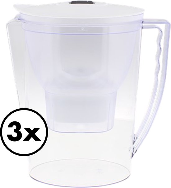 Carafe filtrante à eau ronde XL pour Brita Maxtra - Incl. 1 filtre à eau –  lot de 3