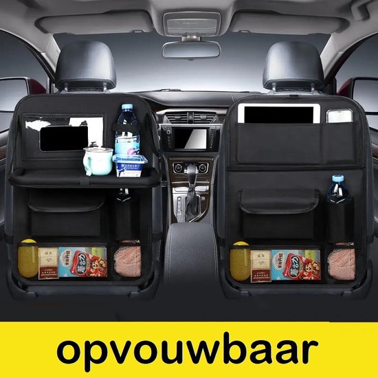 Luxe auto organizer met tablethouder - Zwart - Merkloos