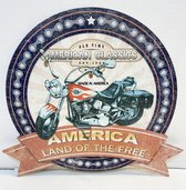 America Land Of The Free Motor Metaal Bord 39 x 36 cm