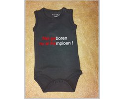 Rompertje kampioen, Kampioens rompertje, Rompertje met tekst, Bedrukt rompertje, Baby, Kampioen, Zwart rompertje ,