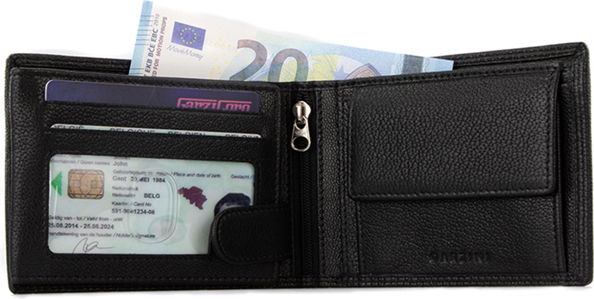 Garzini heren portemonnee van leder, portefeuille met RFID-bescherming,  tijdloos... | bol.com