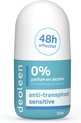 Deoleen Anti-transpirant - Roller Sensitive - Voorkomt overmatige transpiratie en transpiratiegeur - 48 uur effectief - 0% parfum & 0% alcohol - Deodorant - 50 ml